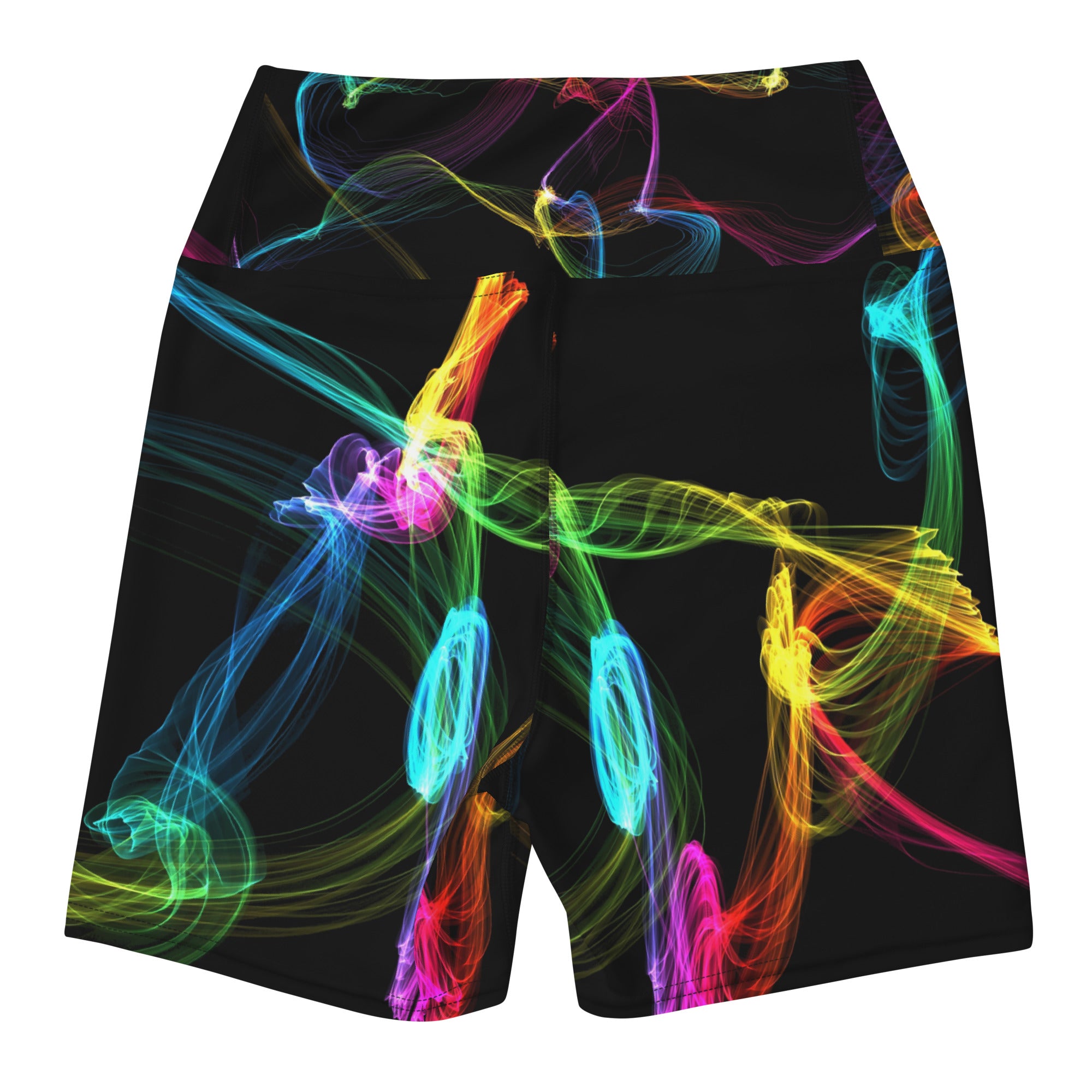 Running Shorts for girls. Women's Black Gym Shorts. "Strobes" Workout Shorts. WickedYo.